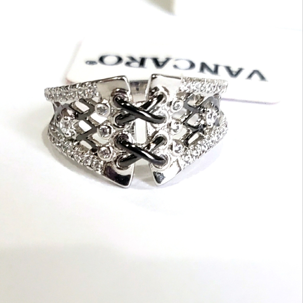 Gorgeous Vancaro Corset Inspired 925 Black CZ Diamond Ring.